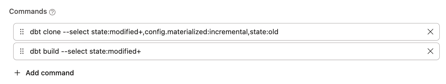 Clone command in the CI config