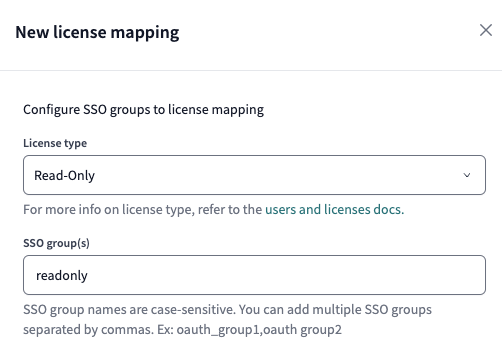 An example license mapping