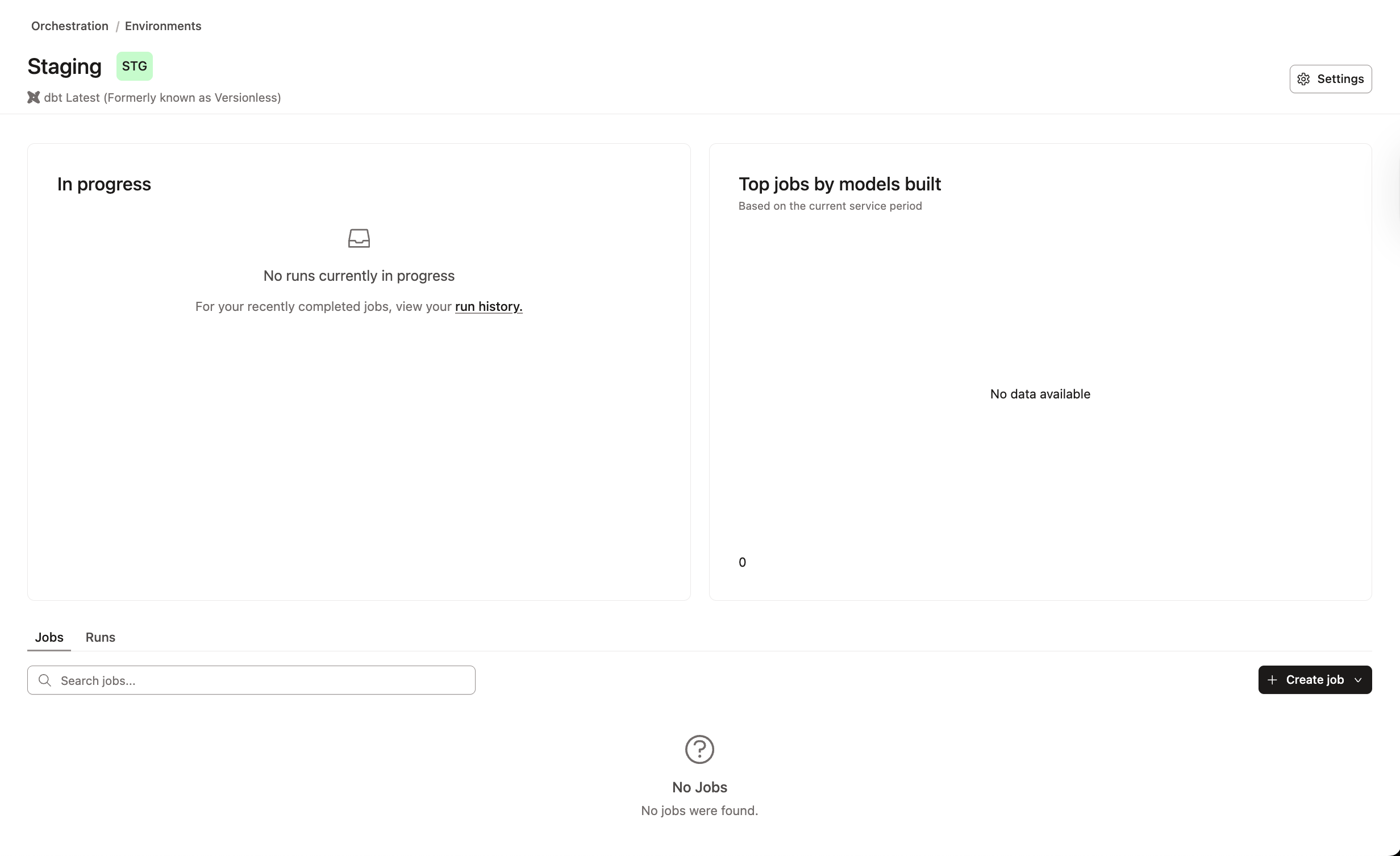 The Staging environment landing page with full access. The Staging environment landing page with full access.