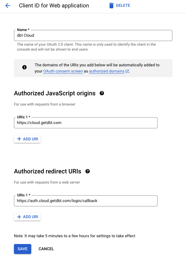 GSuite Credentials configuration