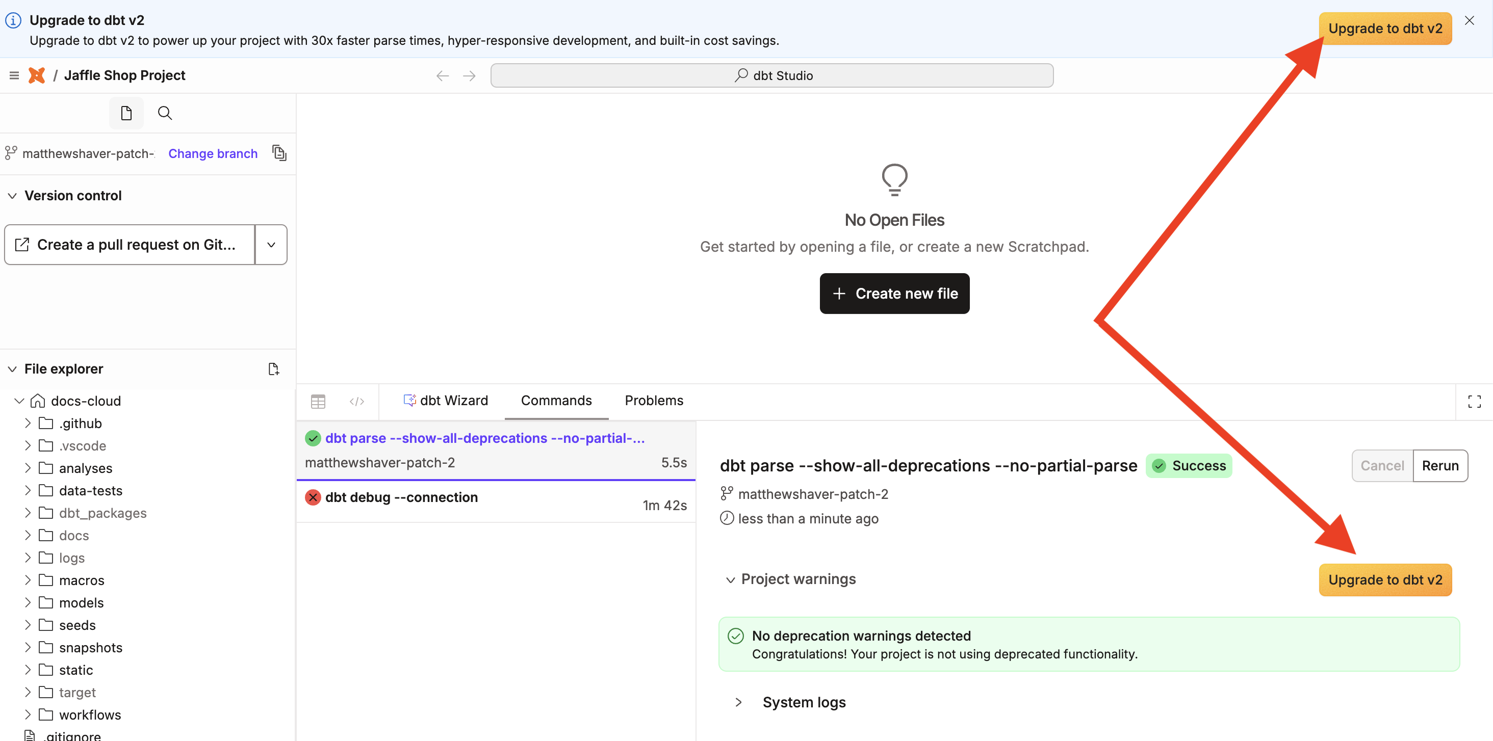 You're now ready to upgrade to v2 in your development environment!
