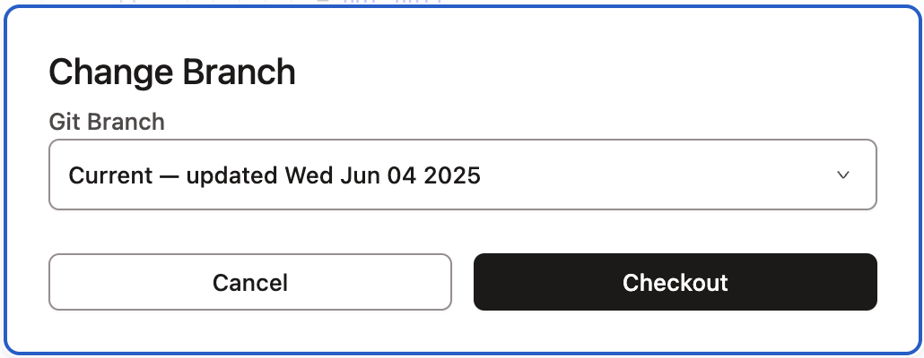 The Commit Changes modal is how users change their branch. The Commit Changes modal is how users change their branch.