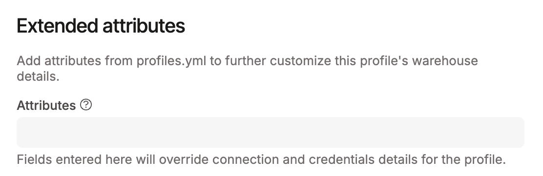 Example of the Extended attributes text box Example of the Extended attributes text box