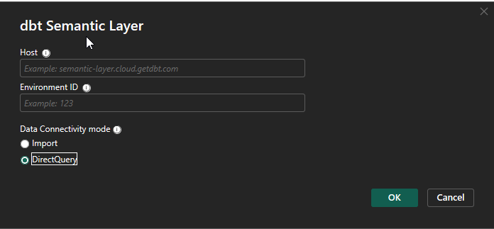 Select DirectQuery mode Select DirectQuery mode