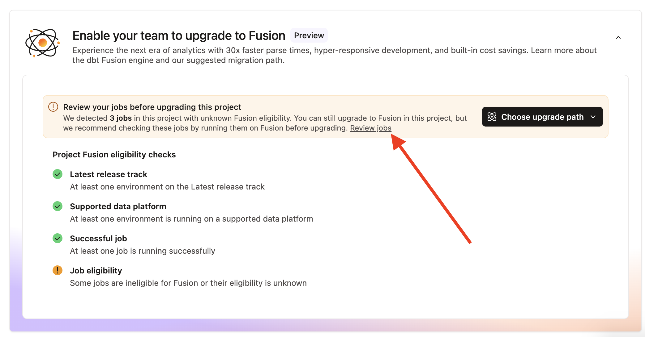 Shortcut to review your jobs from the readiness panel